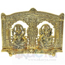 OkaeYa Gift Aluminium Laxmi Ganesh God Idol (27 cm x 18 cm x 12 cm, Gold)
